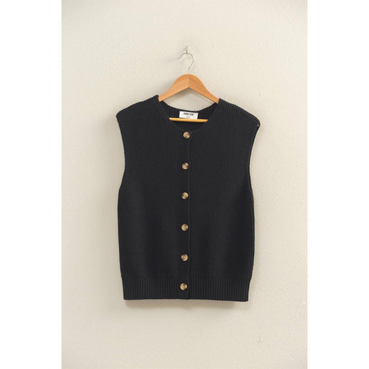 Kayleigh Sleeveless Button-Up Ribbed Vest