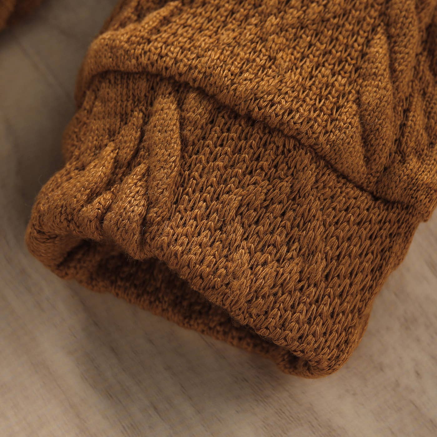 Baby Boy Solid Cable Knit Long-sleeve Jumpsuit: Brown / 6-9 Months