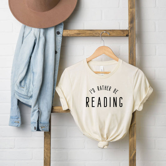 I'd Rather Be Reading Short Sleeve Graphic Tee: Cream