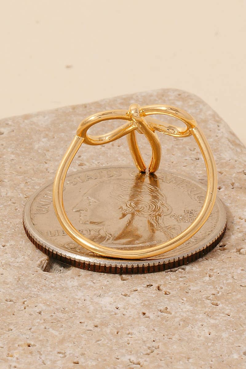Metallic Ribbon Bow Wire Metallic Band Ring: G