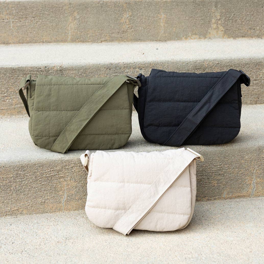 Afton Quilted Foldover Crossbody: Olive