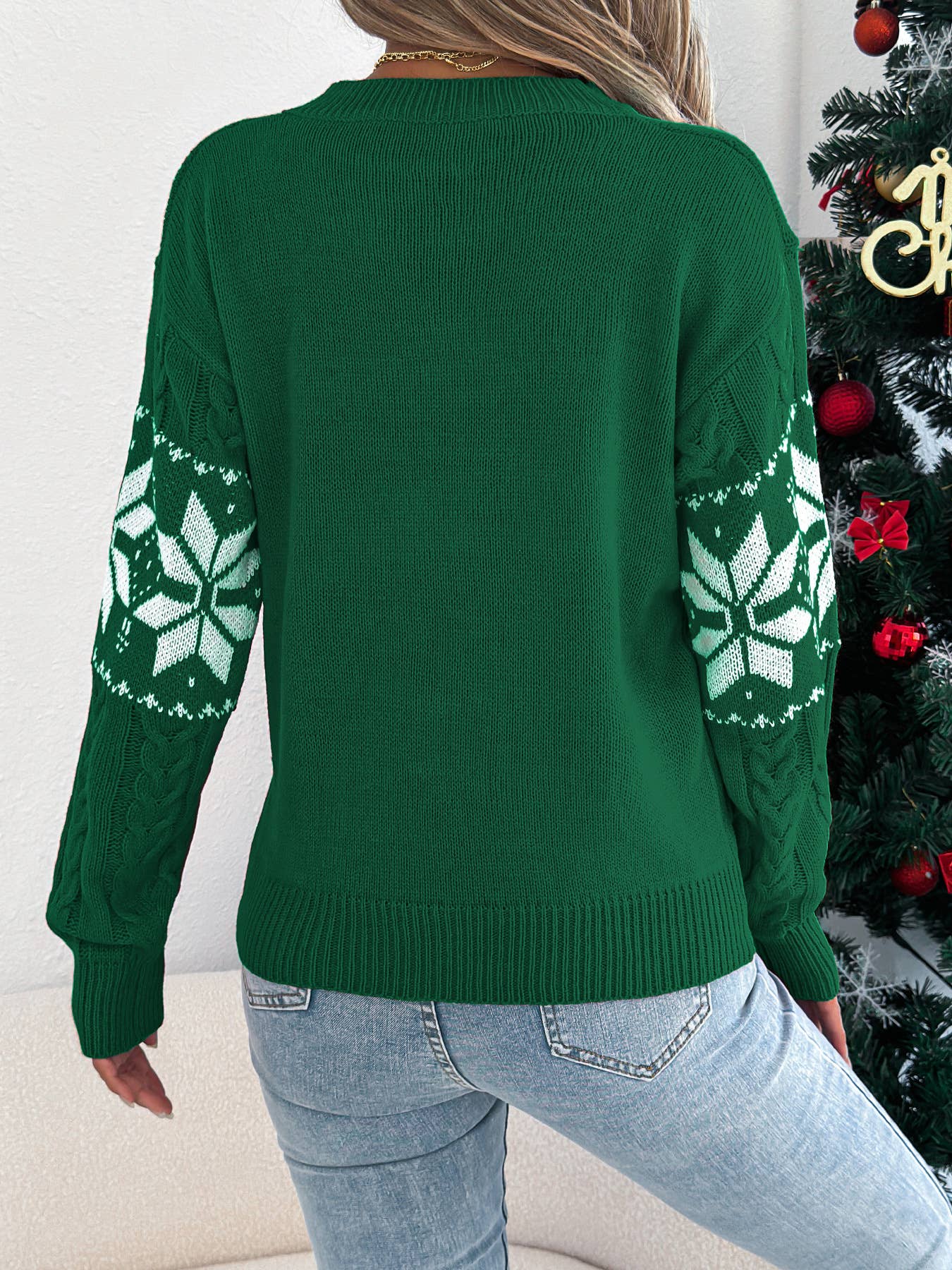 PREORDER: Christmas Snowflake Lantern Sleeve Sweater