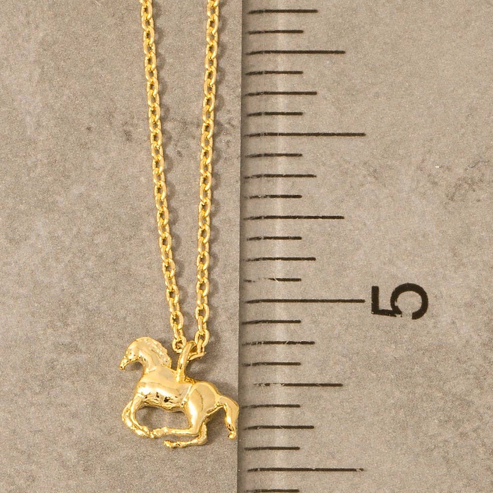 Gold Dipped Mini Horse Pendant Necklace: G