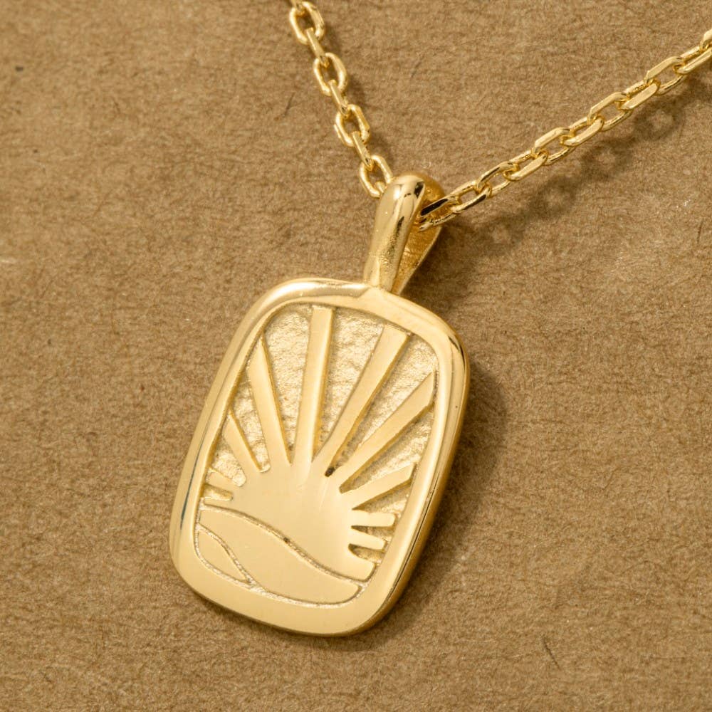 Gold Dipped Sun Rise Pendant Necklace: G