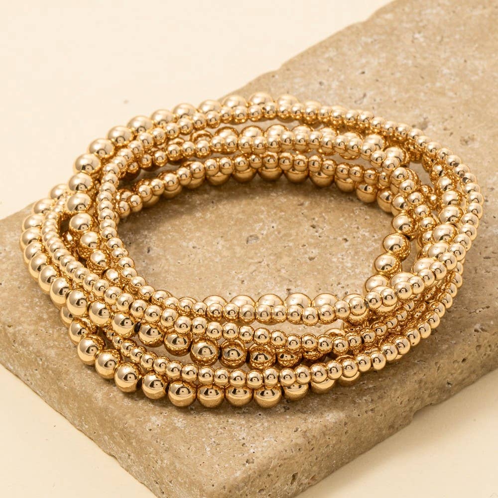 Mixed Mini Metallic Beaded Bracelet 7 Set: G