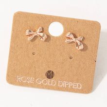 Load image into Gallery viewer, Gold Dipped Mini Ribbon Stud Earrings
