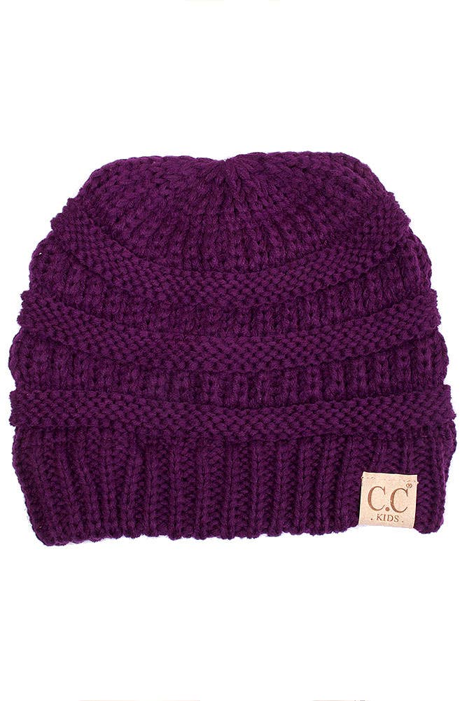 C.C Kids Solid Classic Knit Beanie: Ivory