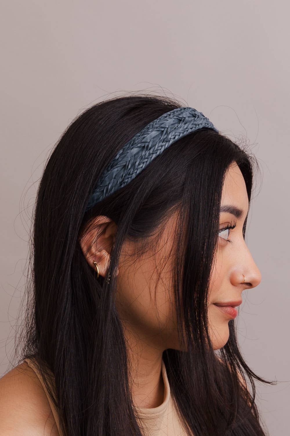🌿 Vegan Leather Patterned Headband: Taupe