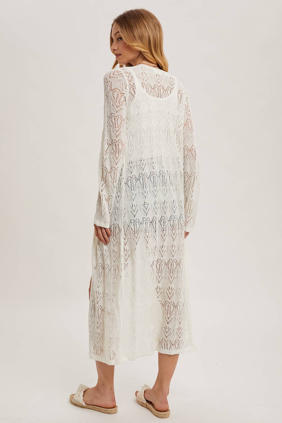 POINTELLE KNIT MAXI DUSTER: NATURAL / S
