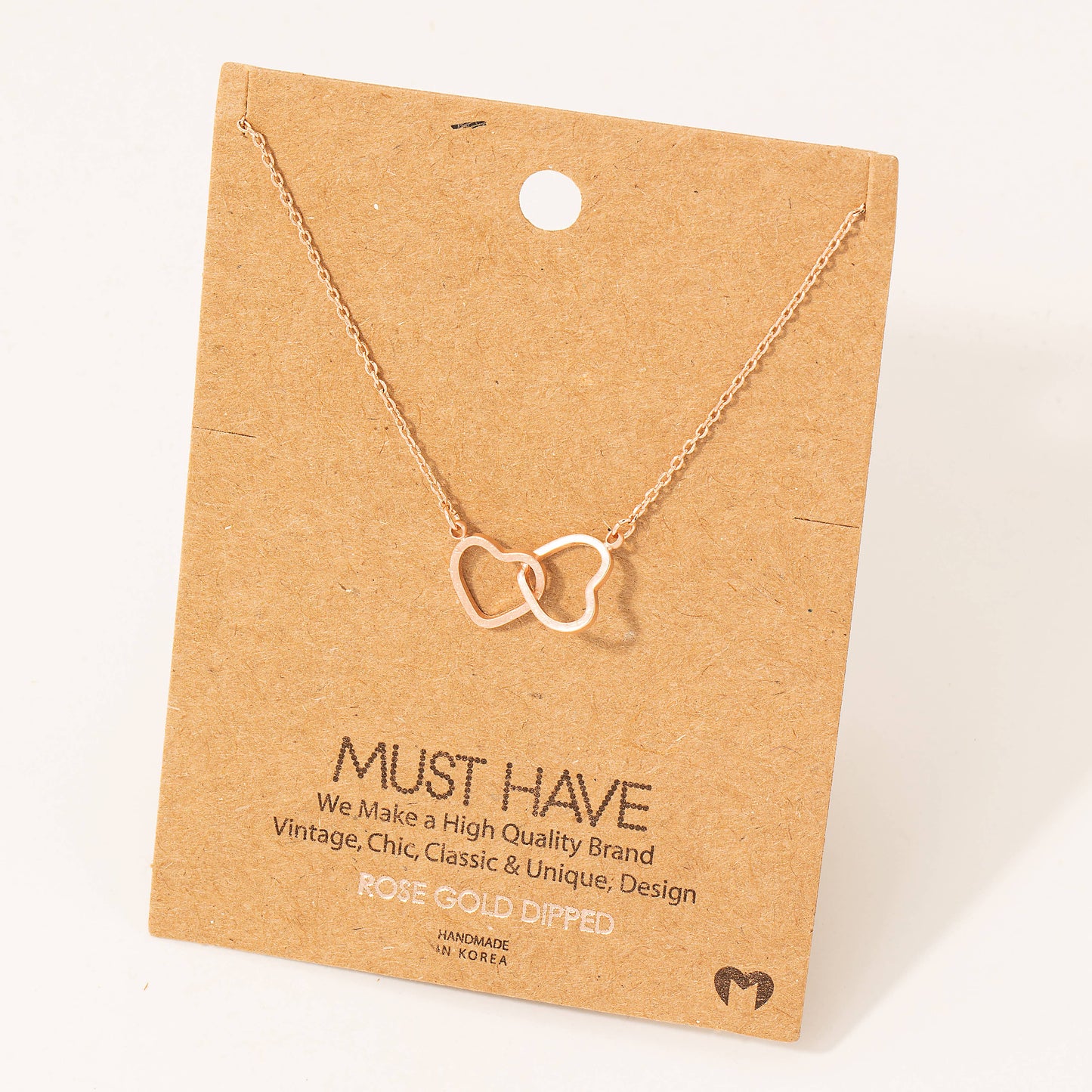 Gold Dipped Heart Link Charm Necklace: G