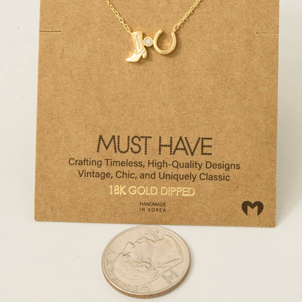 Western Cowboy Boots Horse Shoe Charm Necklace: G