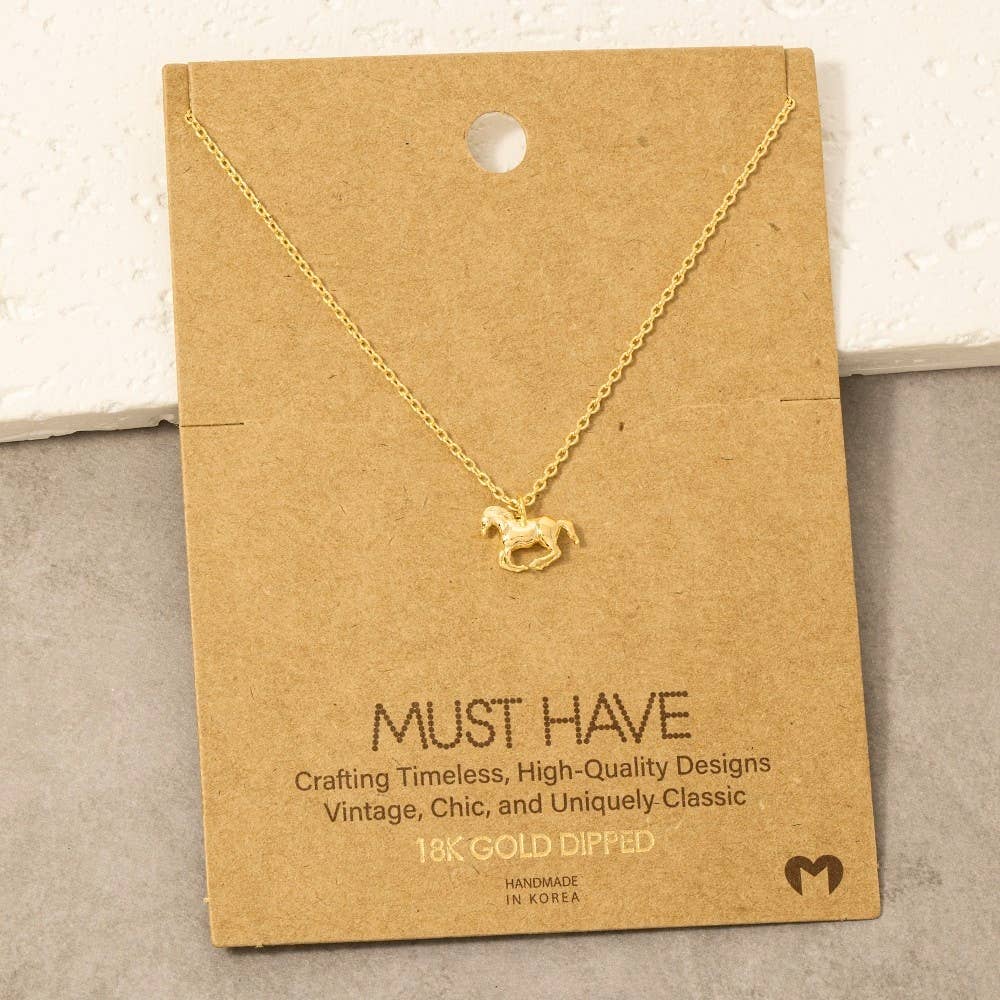 Gold Dipped Mini Horse Pendant Necklace: G