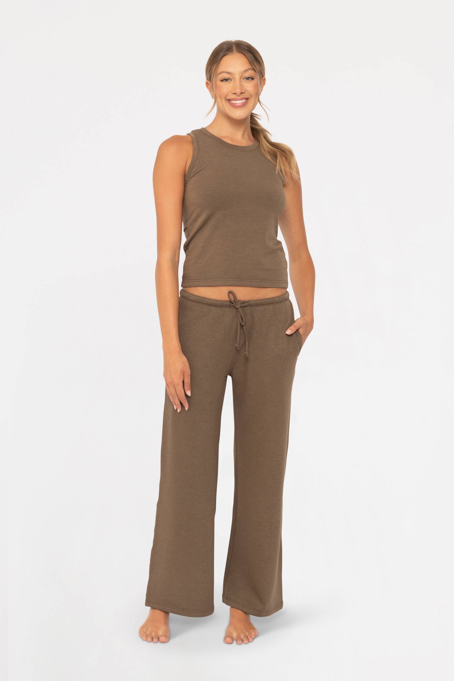 Mono B Keyhole Lounge Tank Top - Java