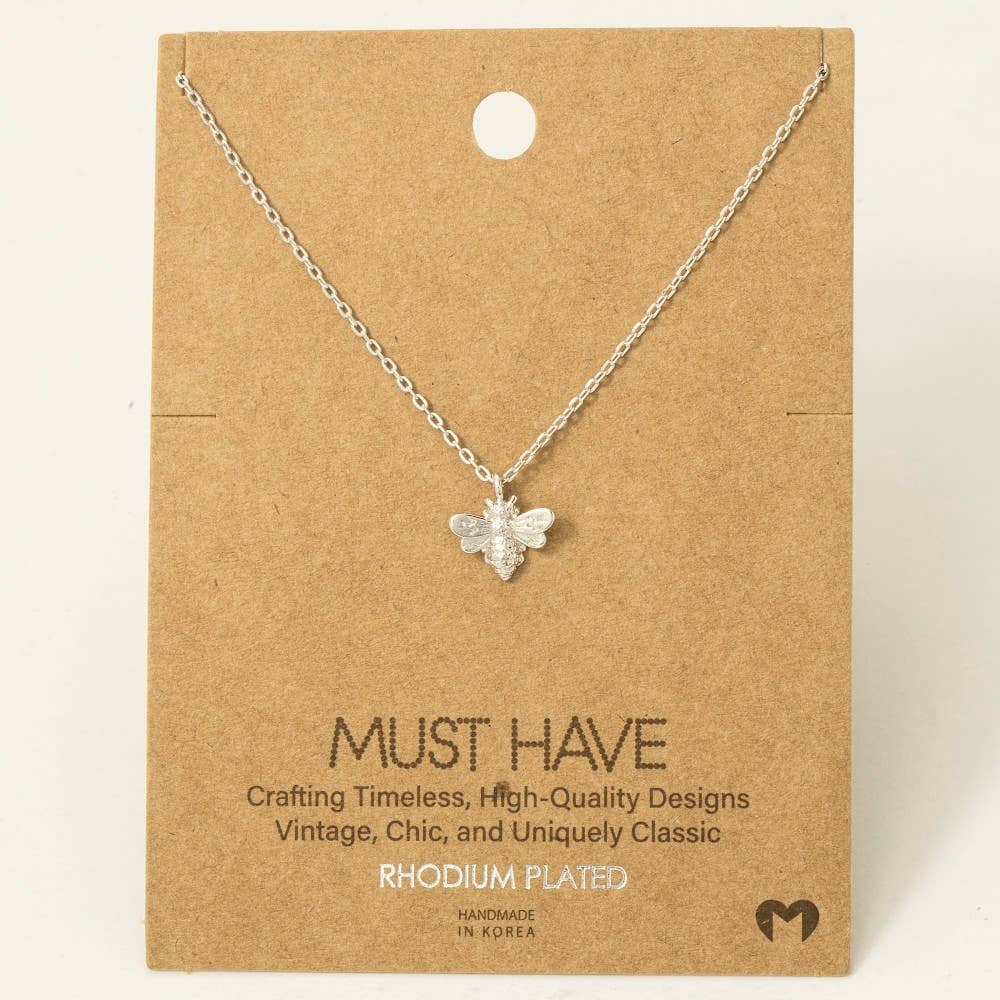 Gold Dipped Mini Bee Pendant Necklace: S