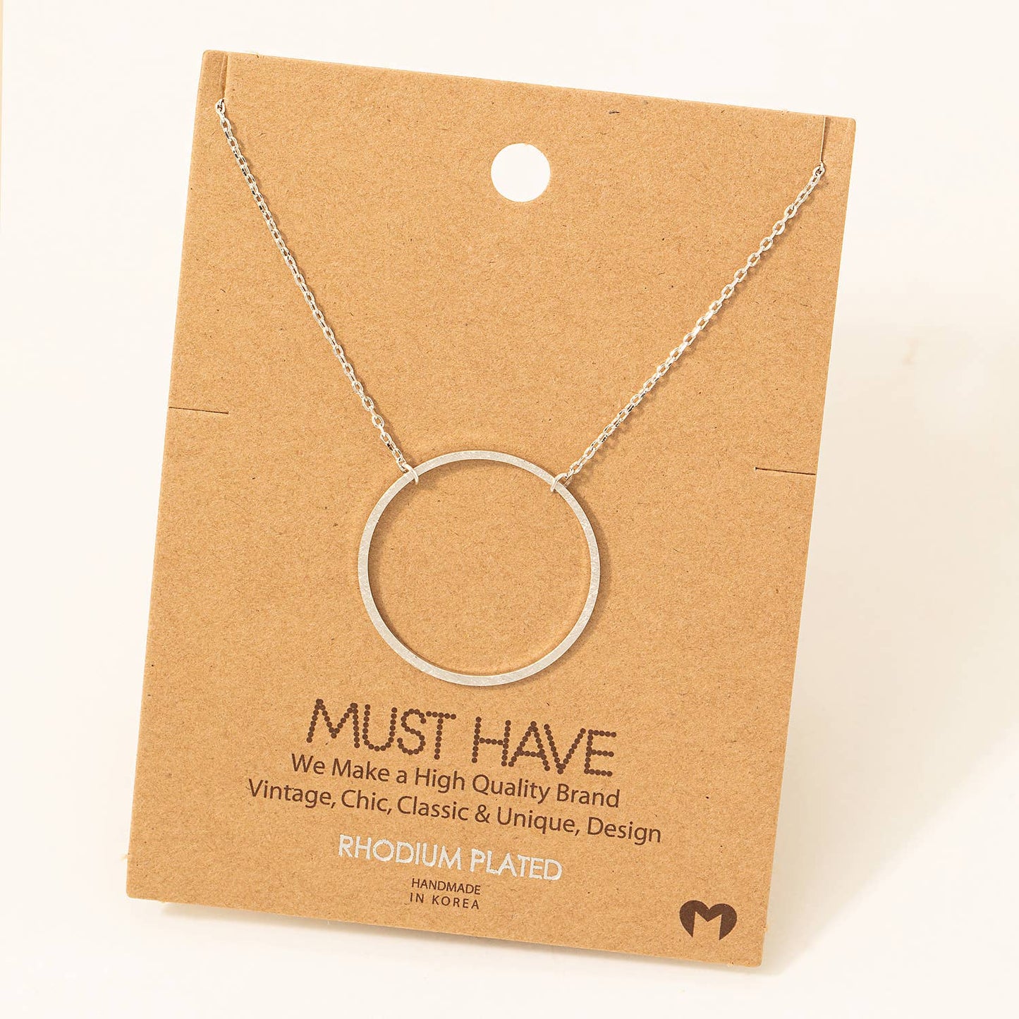 Large Circle Cut Out Pendant Necklace: G
