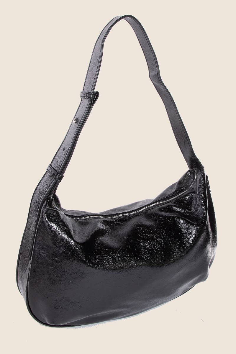 Leather Hobo Crescent Shoulder Bag: IV