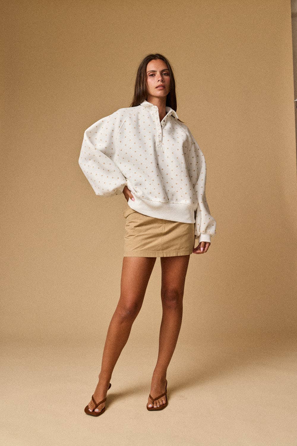 Piper Polka Dot Half Snap Sweatshirt