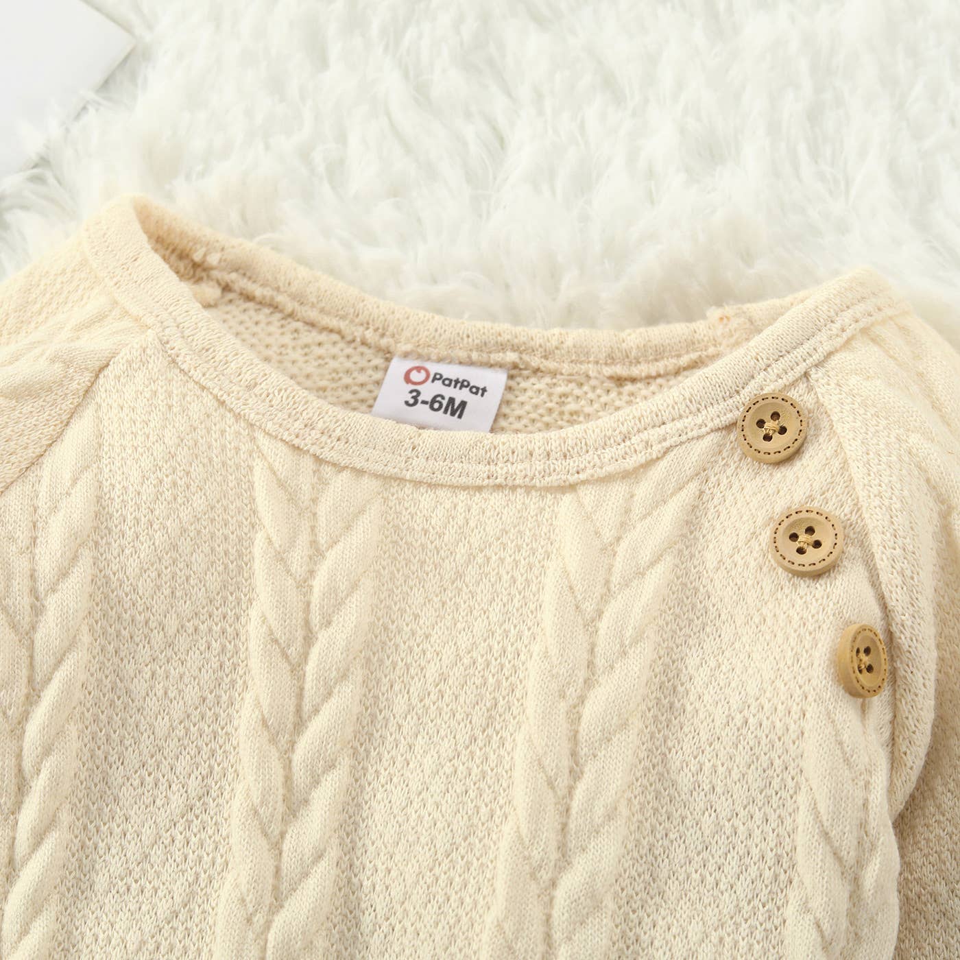 Baby Boy Solid Cable Knit Long-sleeve Jumpsuit: Brown / 6-9 Months