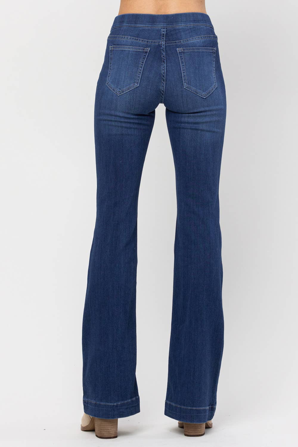 Jelly Brand Mid Rise Dark Denim Pull On Flare