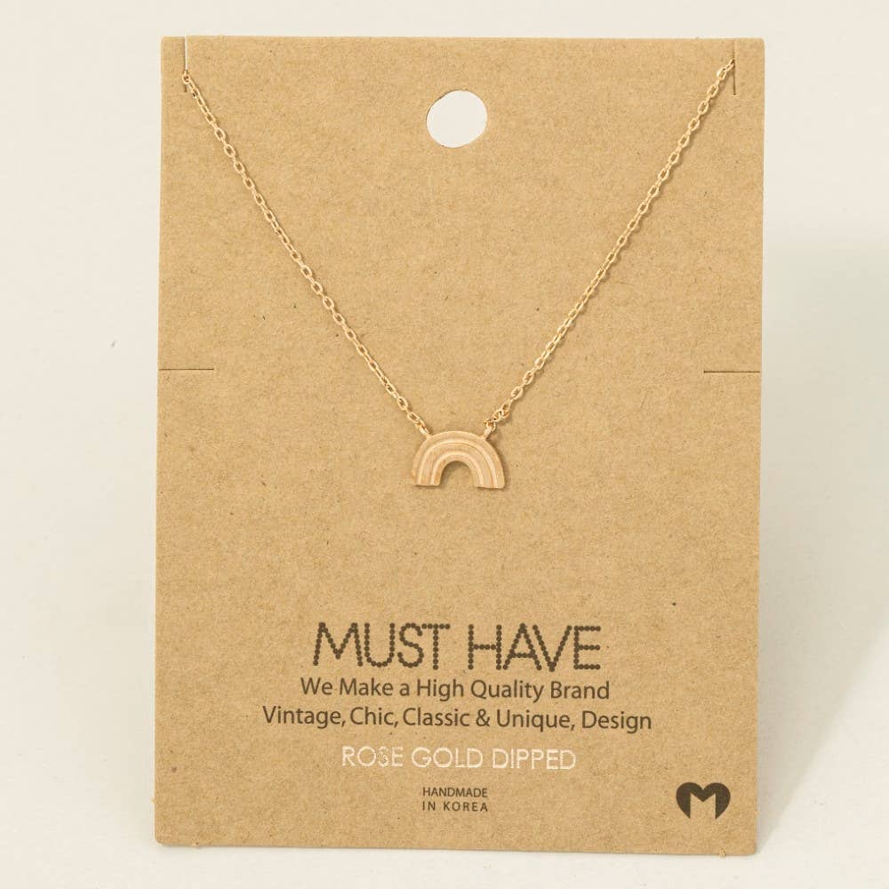Gold Dipped Mini Metallic Rainbow Pendant Necklace: G