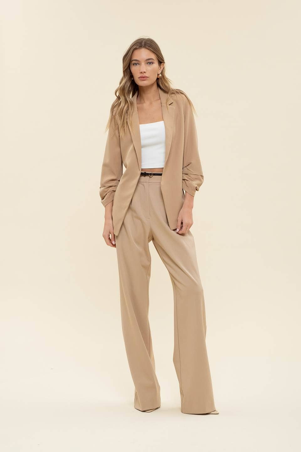 Madison 3/4 Ruched Sleeve Blazer