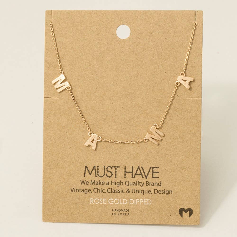Gold Dipped Mama Station Charm Necklace: G