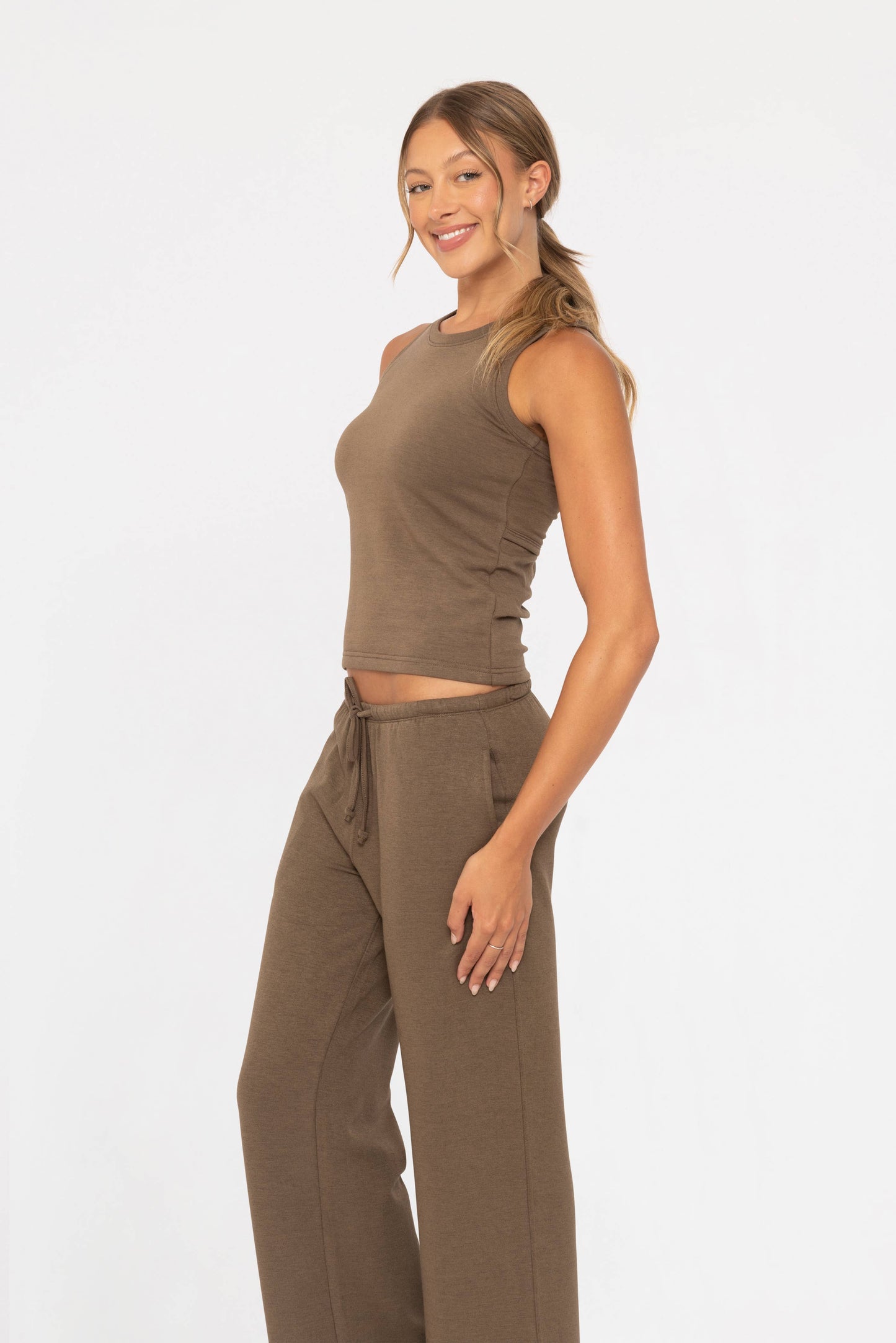 Mono B Keyhole Lounge Tank Top - Java