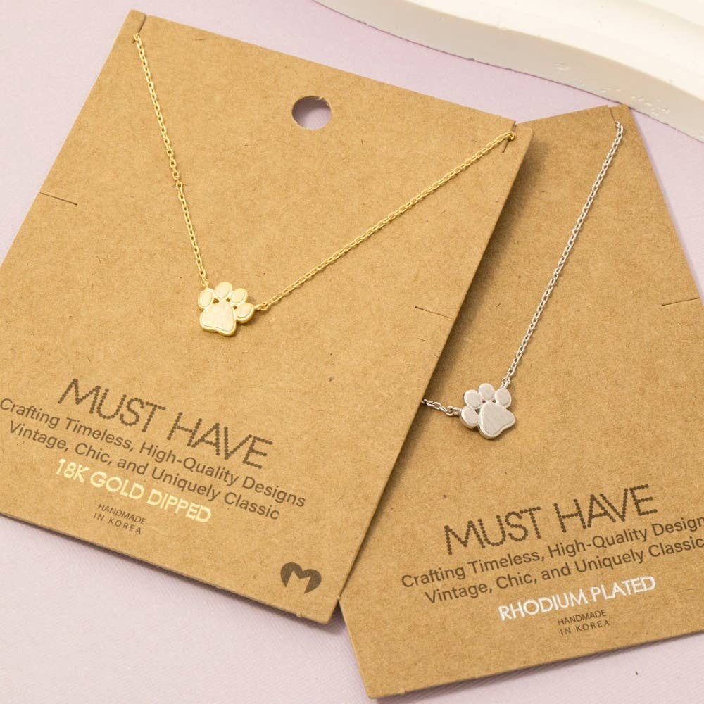 Mini Paw Print Charm Necklace: G