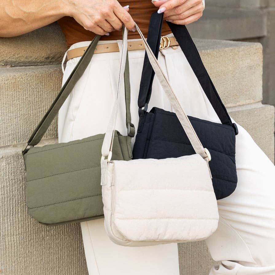Afton Quilted Foldover Crossbody: Olive