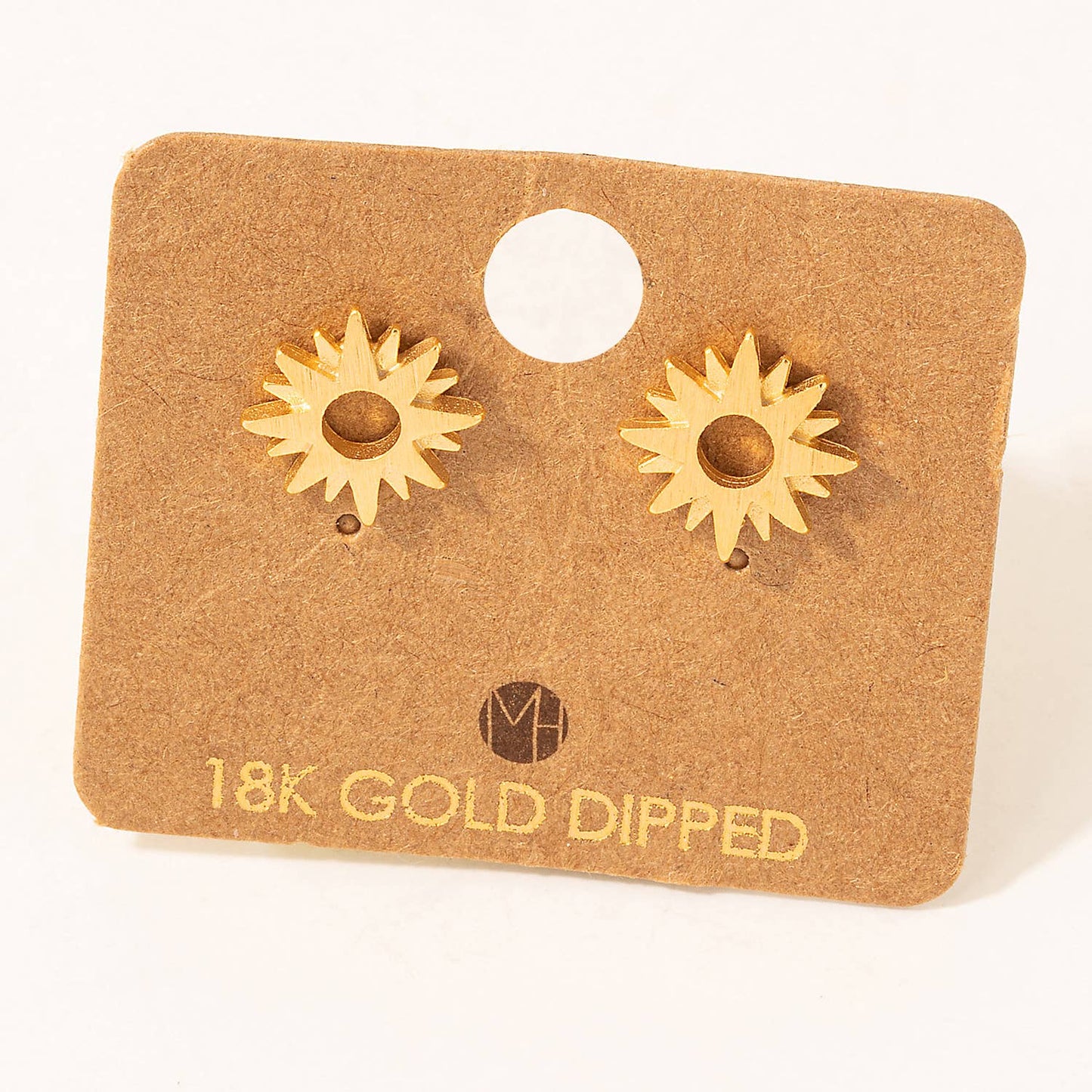 Gold Dipped Mini Sun Stud Earrings: G