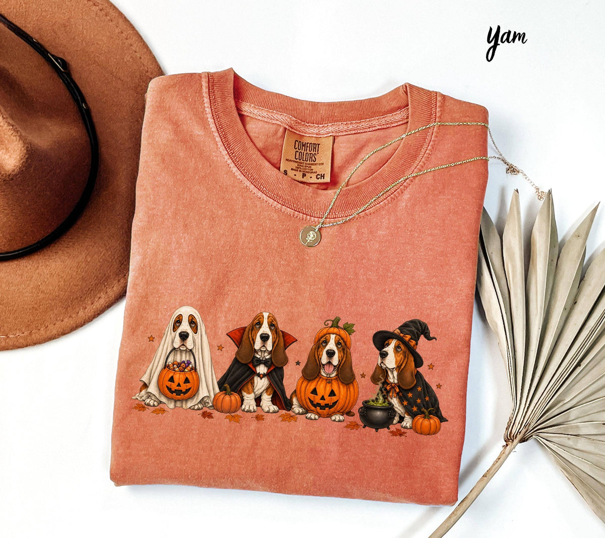 Comfort Colors Basset Hound Halloween Tee, Cute Costume Dog: Ivory / XL