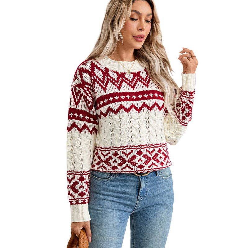 Aspen Winter Retro Cable Knit Sweater