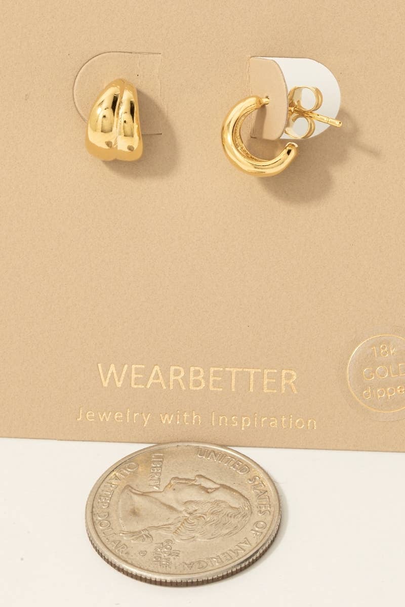 Gold Dipped Wide Layered Hoop Earrings: G