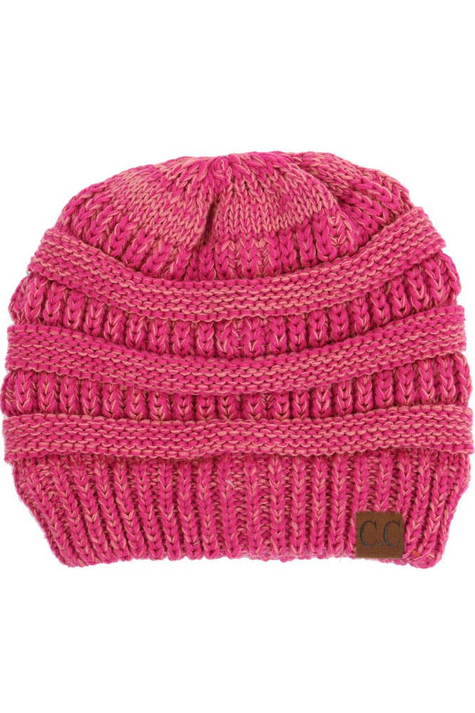 C.C Two Tone Color Knit Beanie: 005