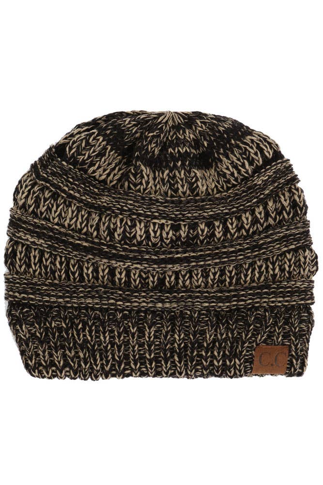 C.C Two Tone Color Knit Beanie: 005