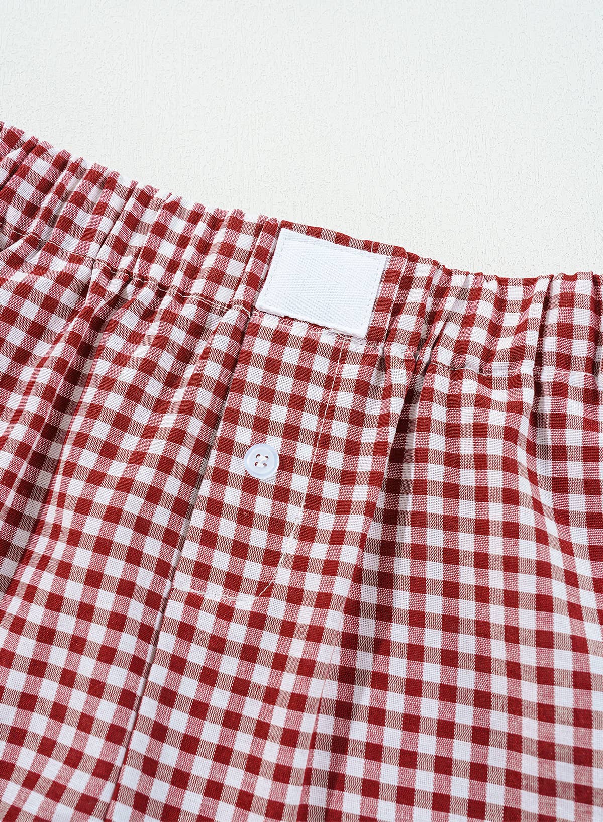 Red Gingham Print High Waist Shorts