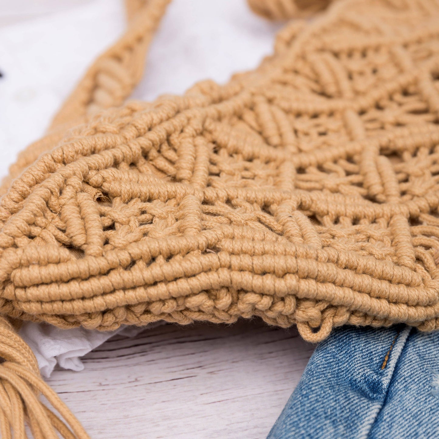 Macrame Sling Bag: Khaki