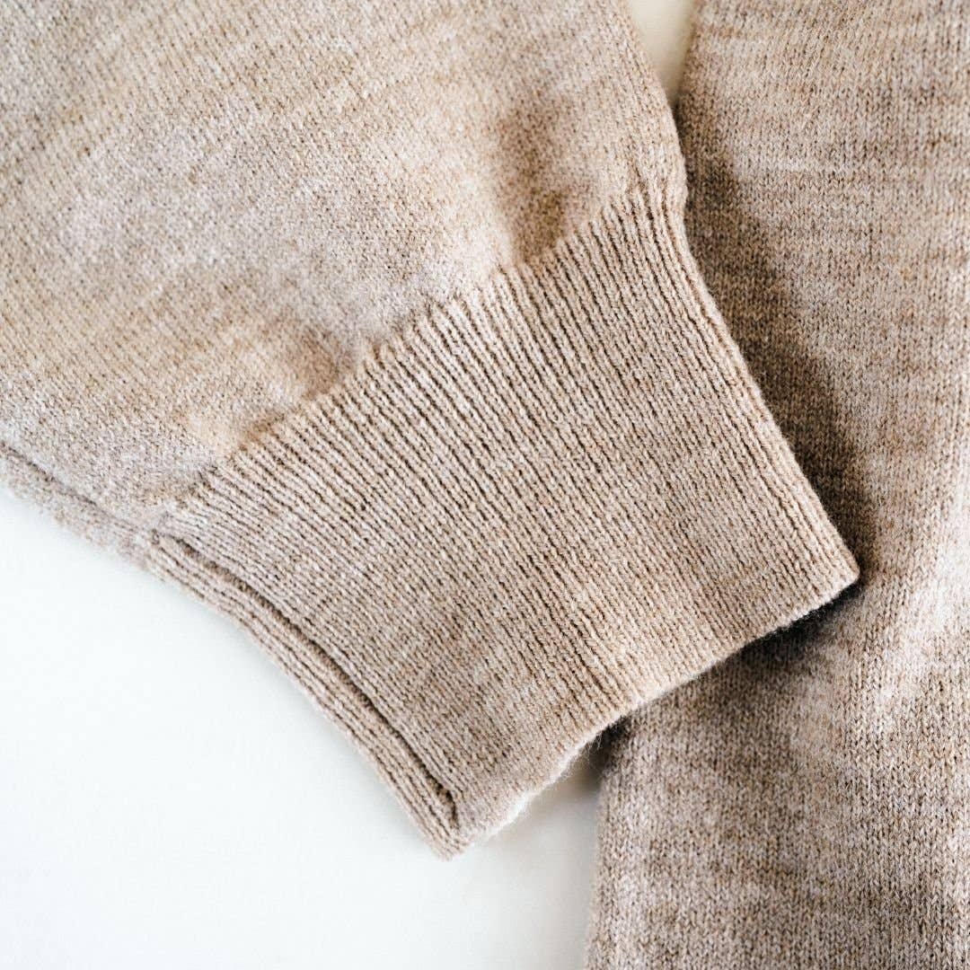 Quarter Zip Sweater Sand - Infant: 3-6M