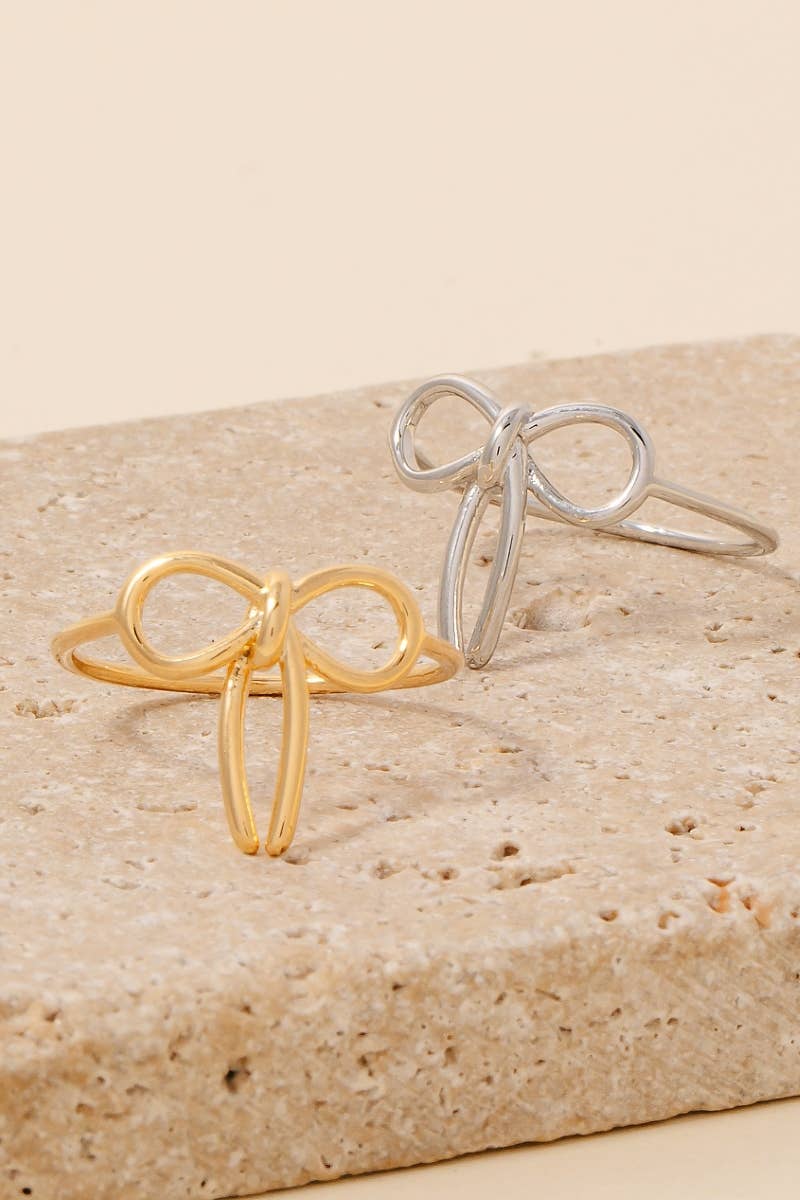 Metallic Ribbon Bow Wire Metallic Band Ring: G
