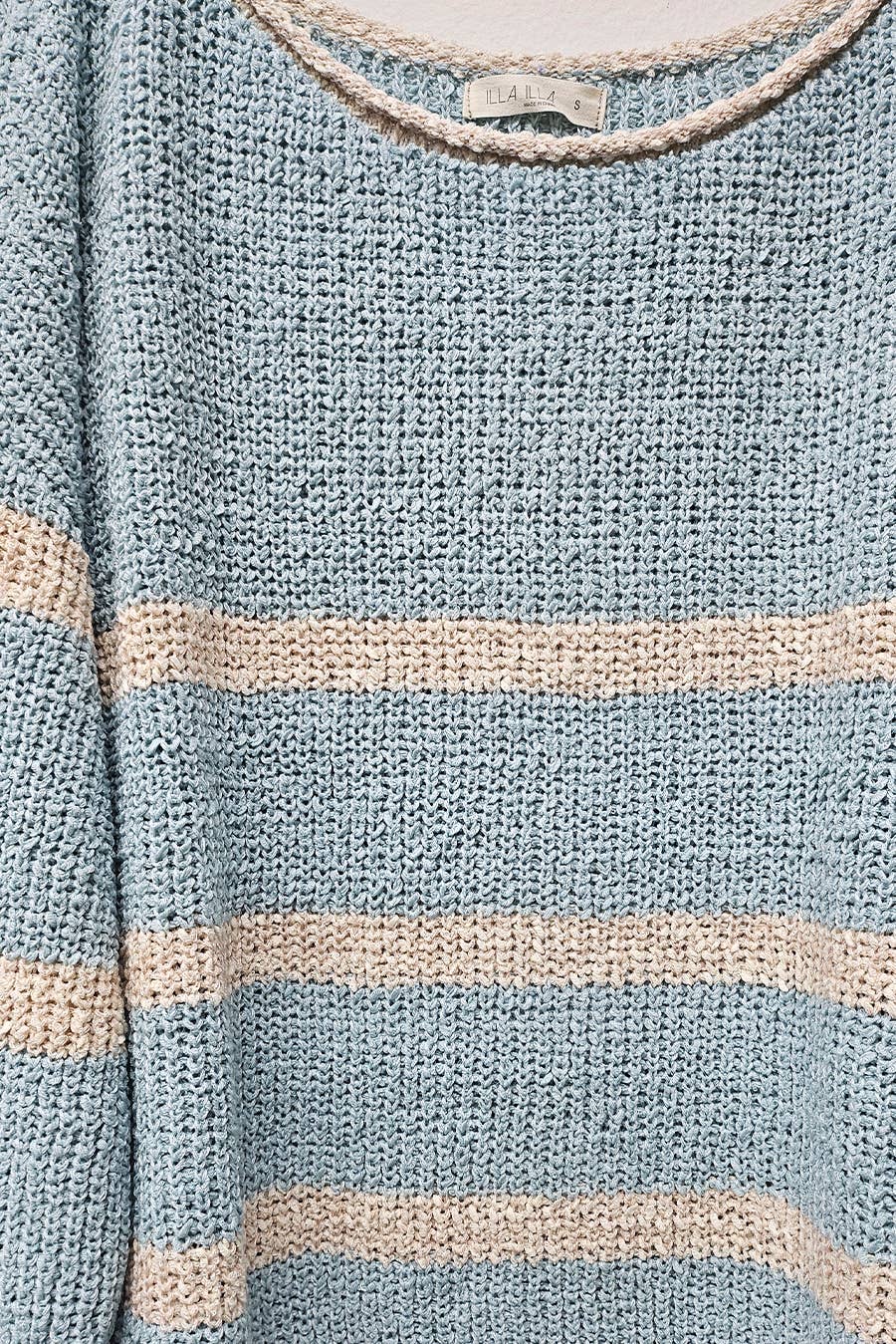 Lyla Lightweight Round Neck Sweater: Mint Oatmeal