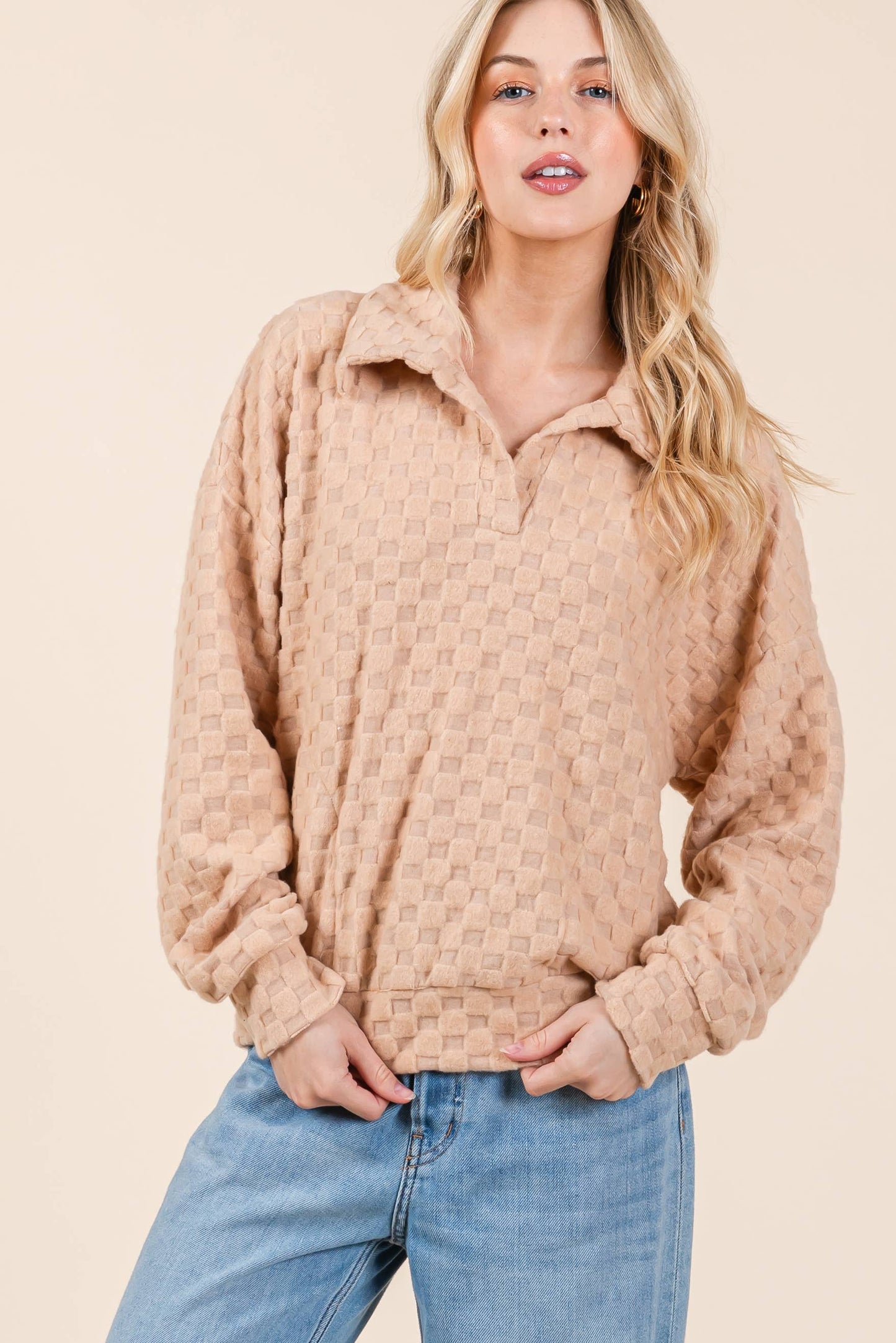 Chelsea Check Textured Pullover: Gray/Black