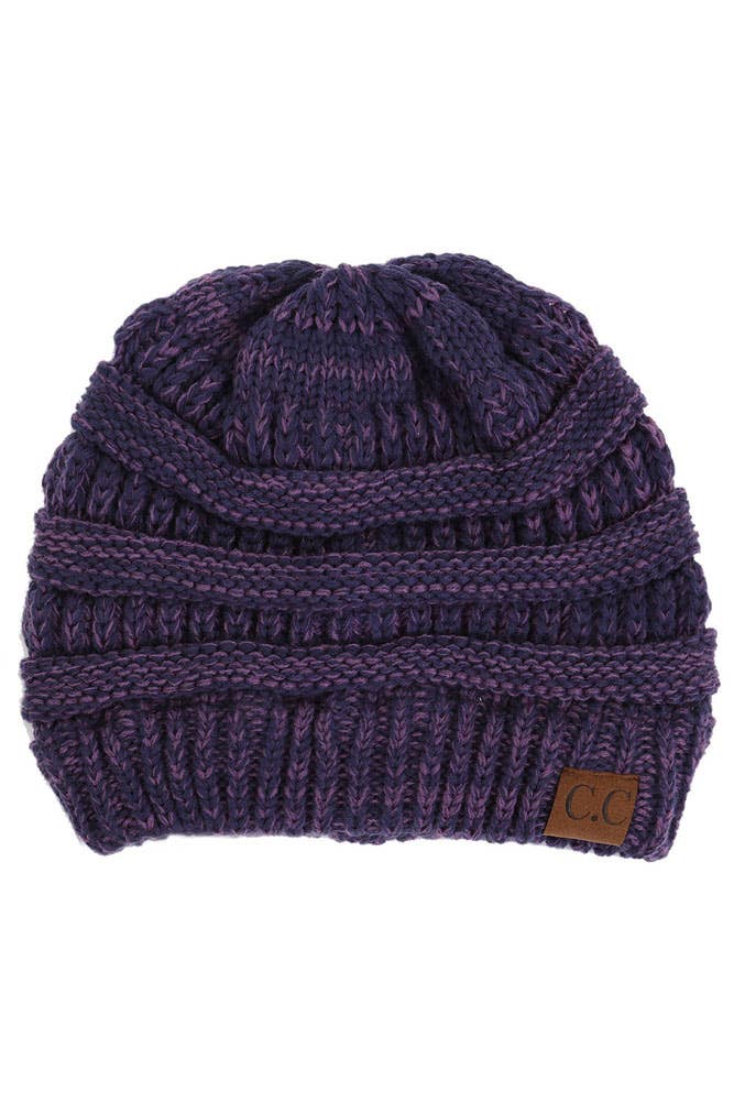 C.C Two Tone Color Knit Beanie: 005