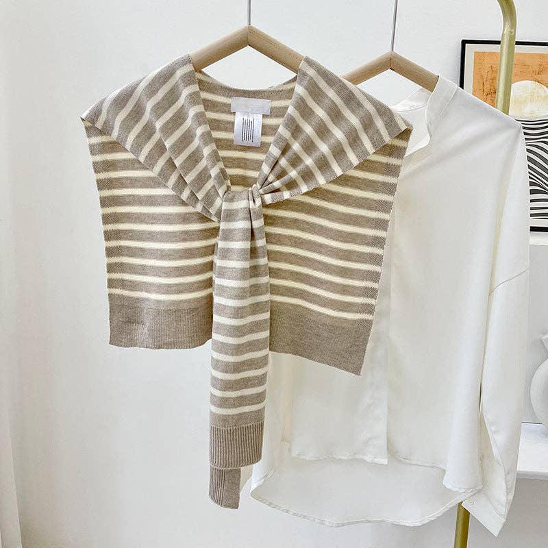 Cozy Knitted Striped Shawl Wrap AL-931089: Black / 100cm