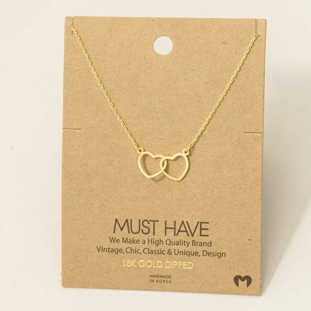 Gold Dipped Heart Link Charm Necklace: G