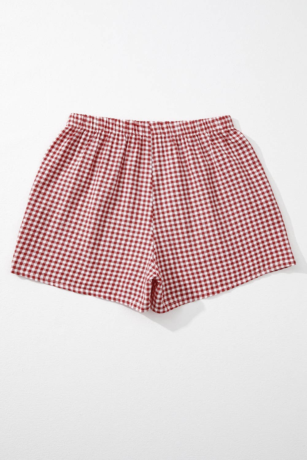 Red Gingham Print High Waist Shorts