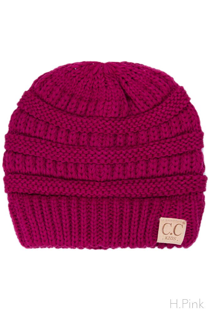 C.C Kids Solid Classic Knit Beanie: Indi Pink