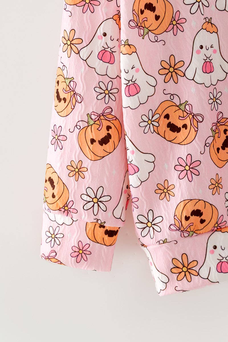Pumpkin & ghost printed girls 2 piece set. OFG63144 AMY: 2XS
