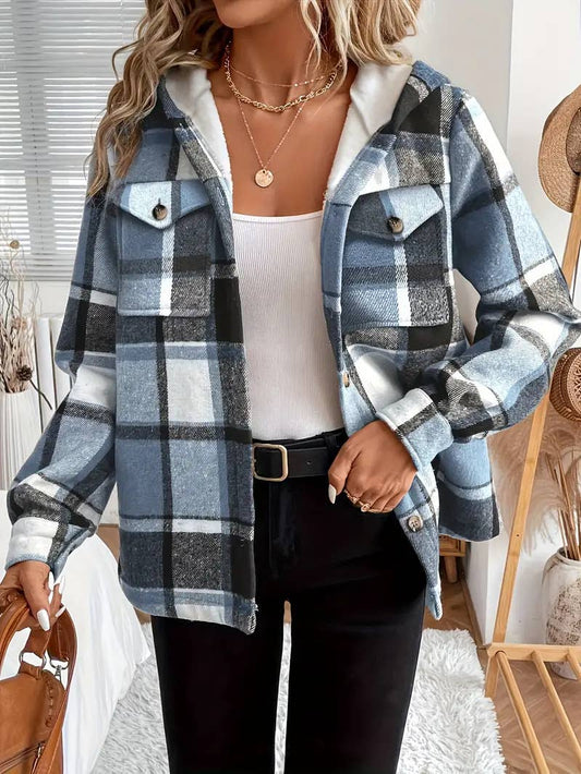 Megan Plaid Hooded Fleece Jacket