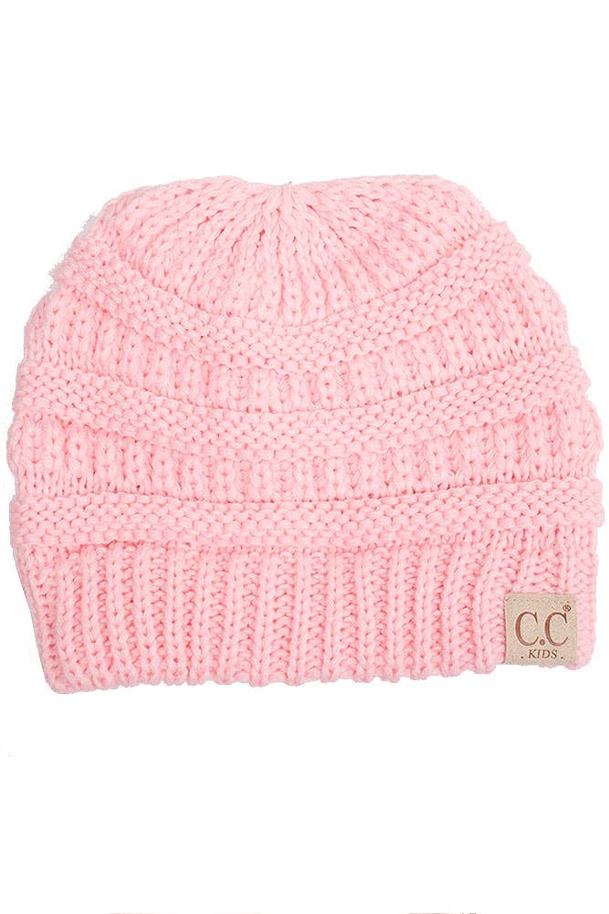 C.C Kids Solid Classic Knit Beanie: Light Melange Gray