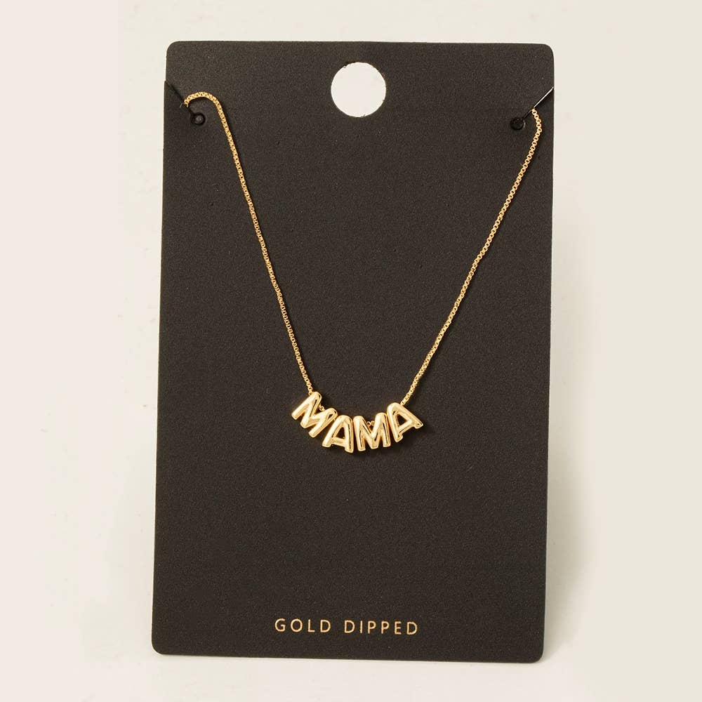 Gold Dipped Mama Letters Chain Necklace: GOLD